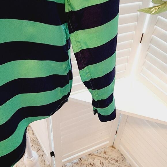 EQUIPMENT BLUE/GREEN SILK STRIPE BUTTON DOWN BLOUSE SIZE SMALL - Picture 3 of 7